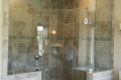 Neo frameless shower door installed for a new Miller and Smith model home.