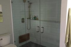 Frameless shower in Herndon bathroom remodel by Ryan Rehp remodeling.